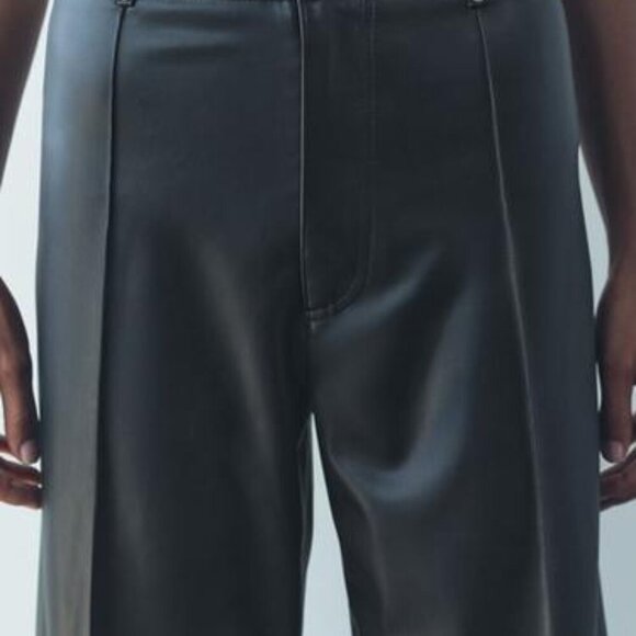 ZARA COLLECTION WIDE LEG LEATHER EFFECT PANTS 46 AND 44 Eur 3581/041/800 12 And - Picture 5 of 6